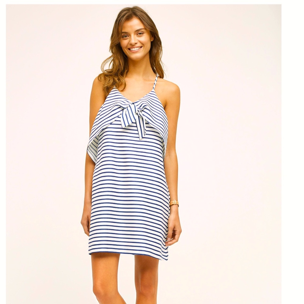 Anthropologie Maeve Lined Navy and White Sailor Dress . Size Large. New w/o tag